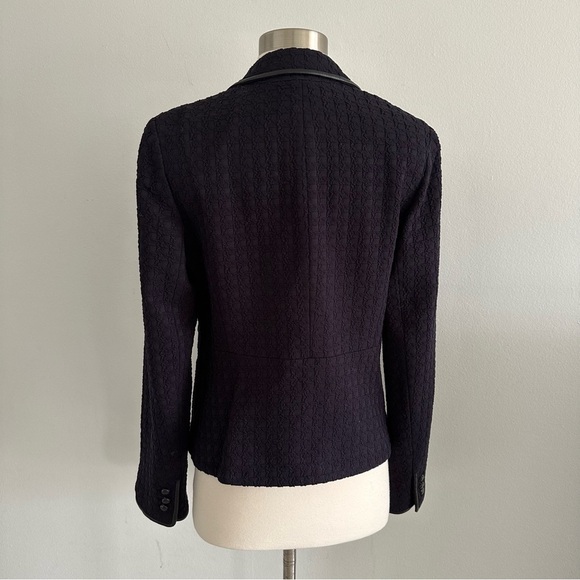 Tory Burch Navy Blue Textured Blazer Jacket M - Picture 3 of 10